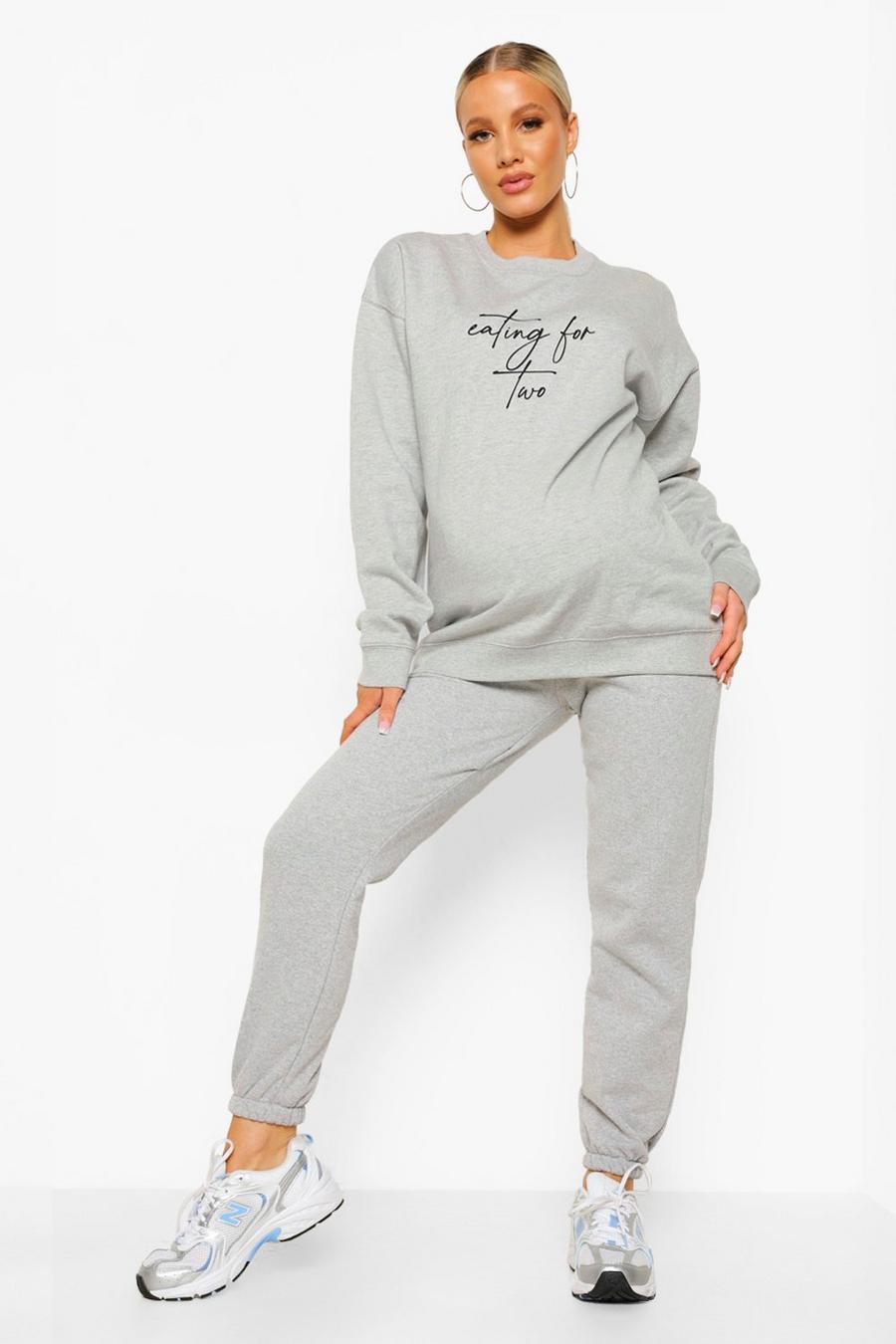 Grey marl Maternity Over The Bump Band Joggers image number 1