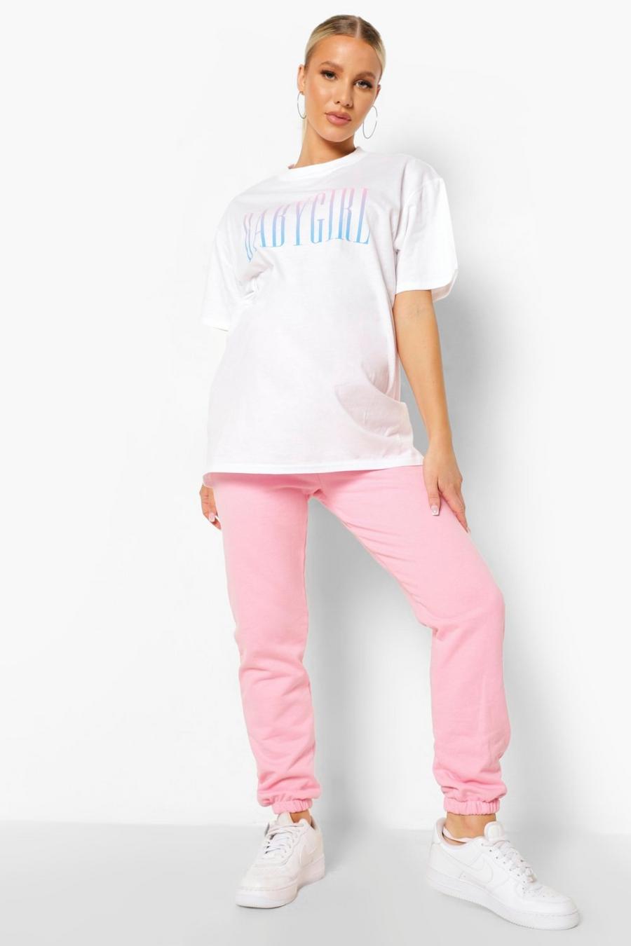 Pale pink Maternity Over The Bump Band Joggers image number 1