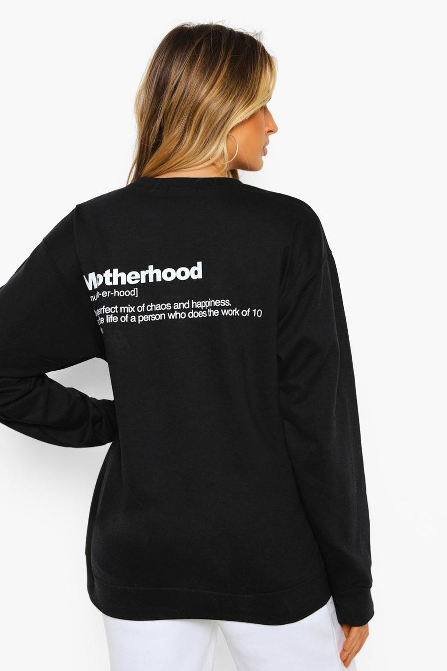 Black Maternity 'Motherhood' Slogan Sweatshirt image number 1