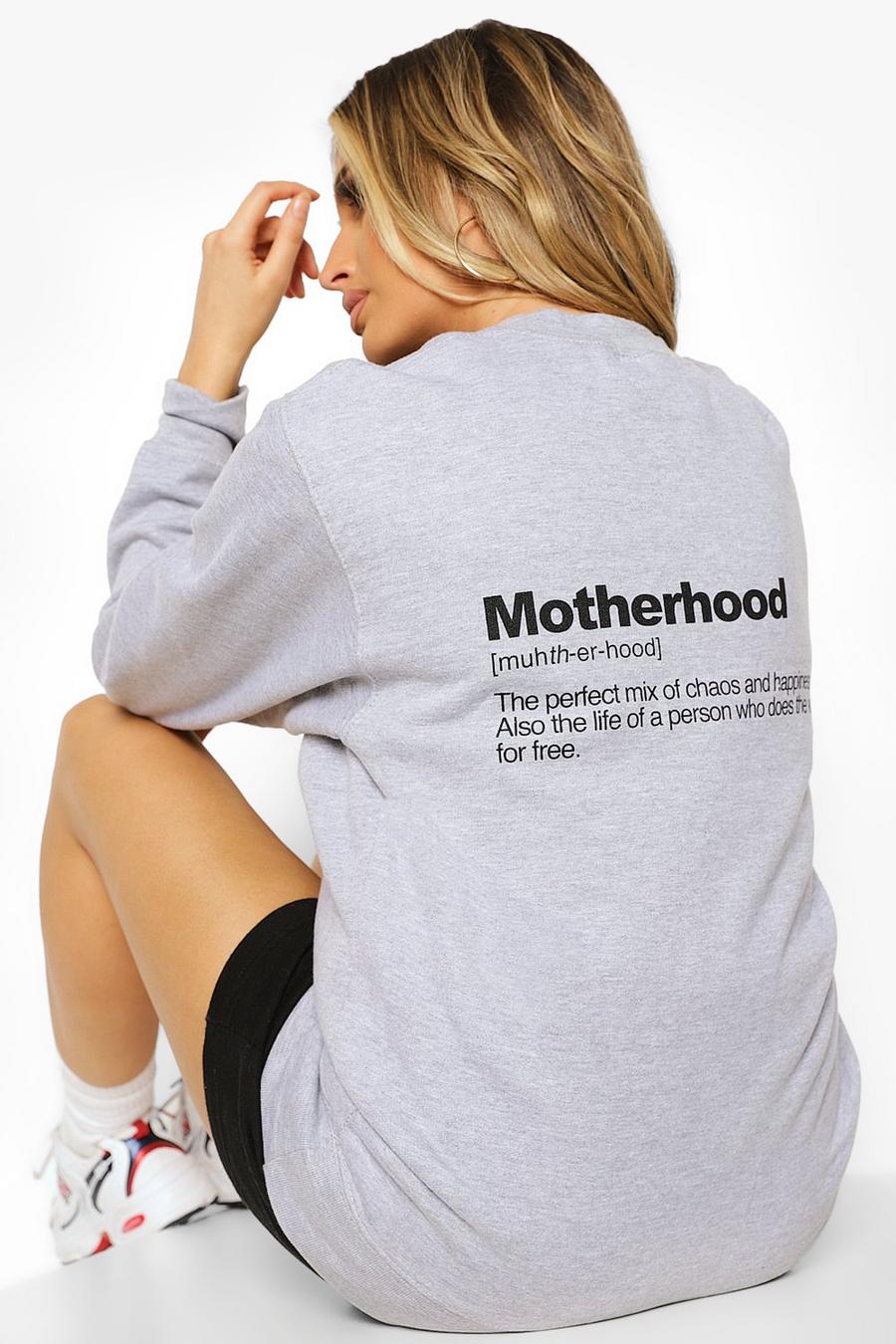 סלע אפור סווטשירט עם כיתוב Motherhood להיריון image number 1