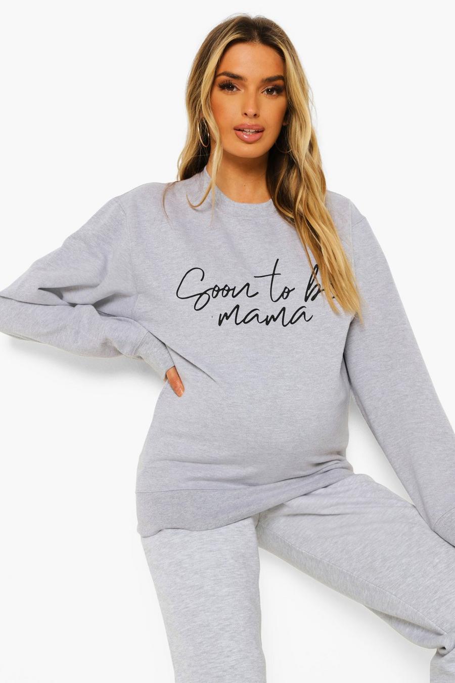 Umstandsmode Sweatshirt mit „Soon To Be Mama“-Print, Grau image number 1