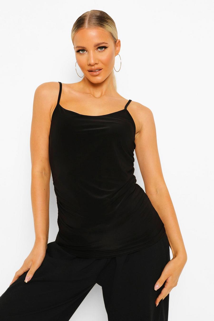 Black Maternity Double Layer Strappy Cami image number 1