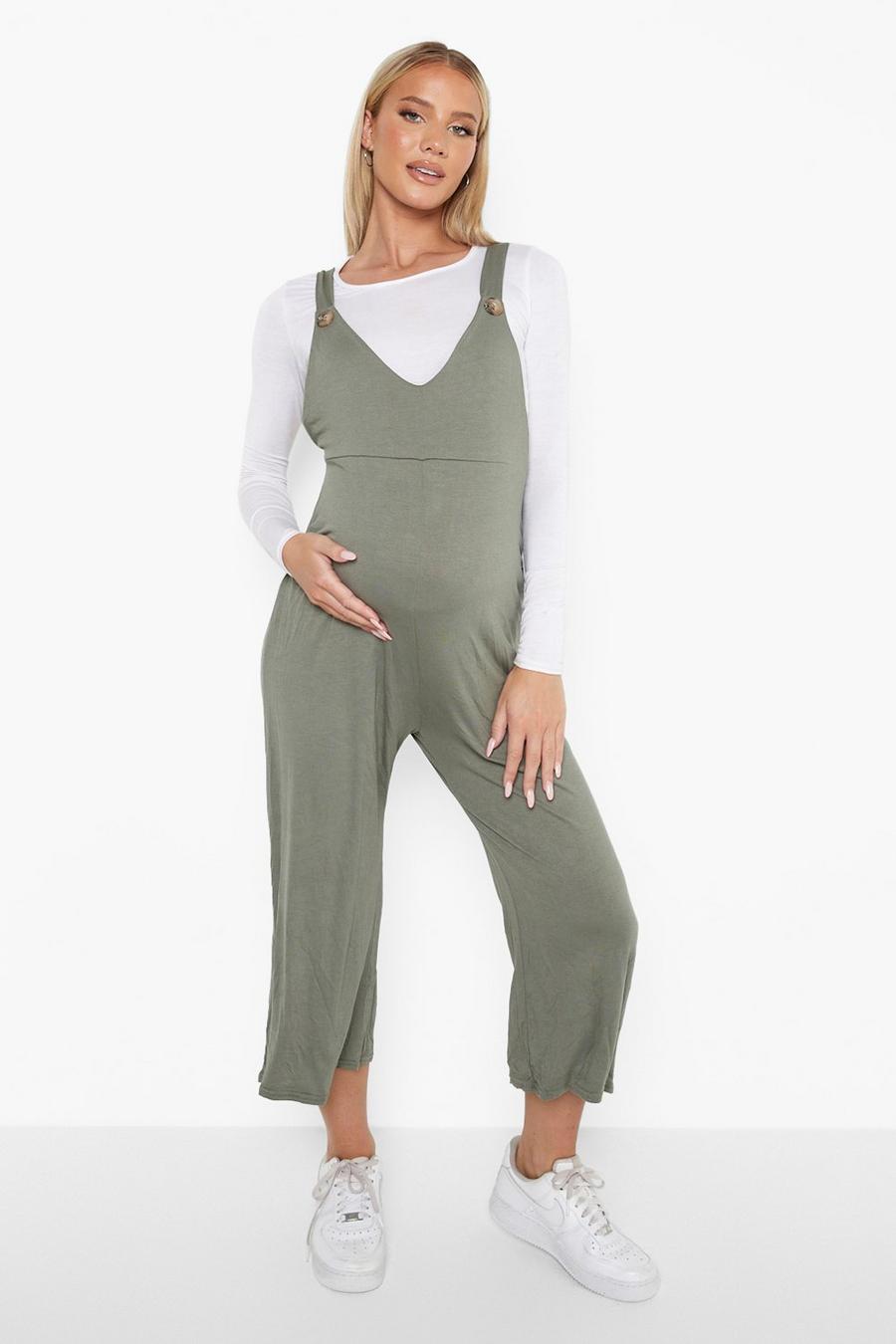 Maternité - Salopette jupe-culotte à col en V, Khaki image number 1
