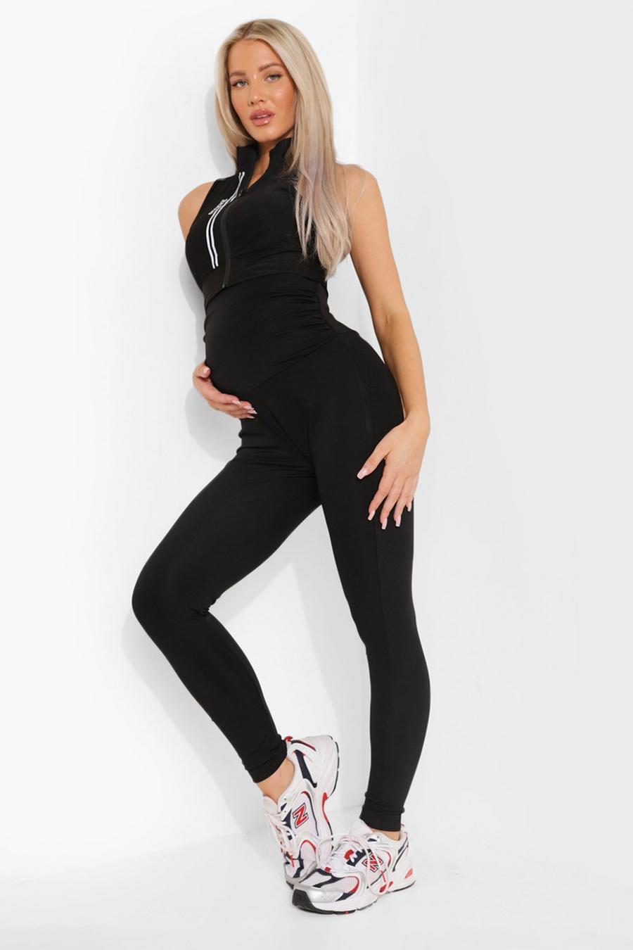 Black Maternity Supportive Active Leggings image number 1