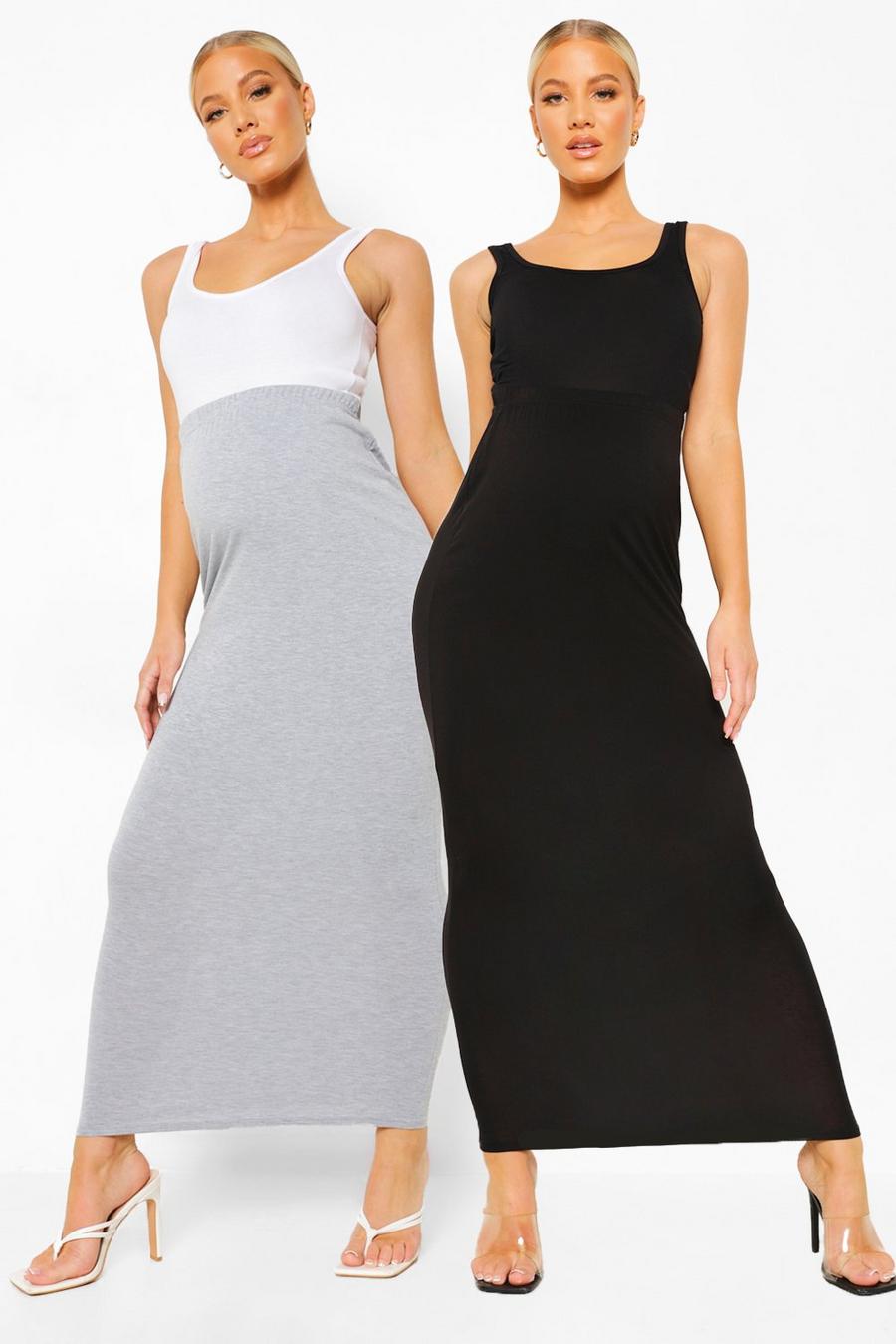 Black Maternity 2 Pack Over The Bump Maxi Skirt image number 1
