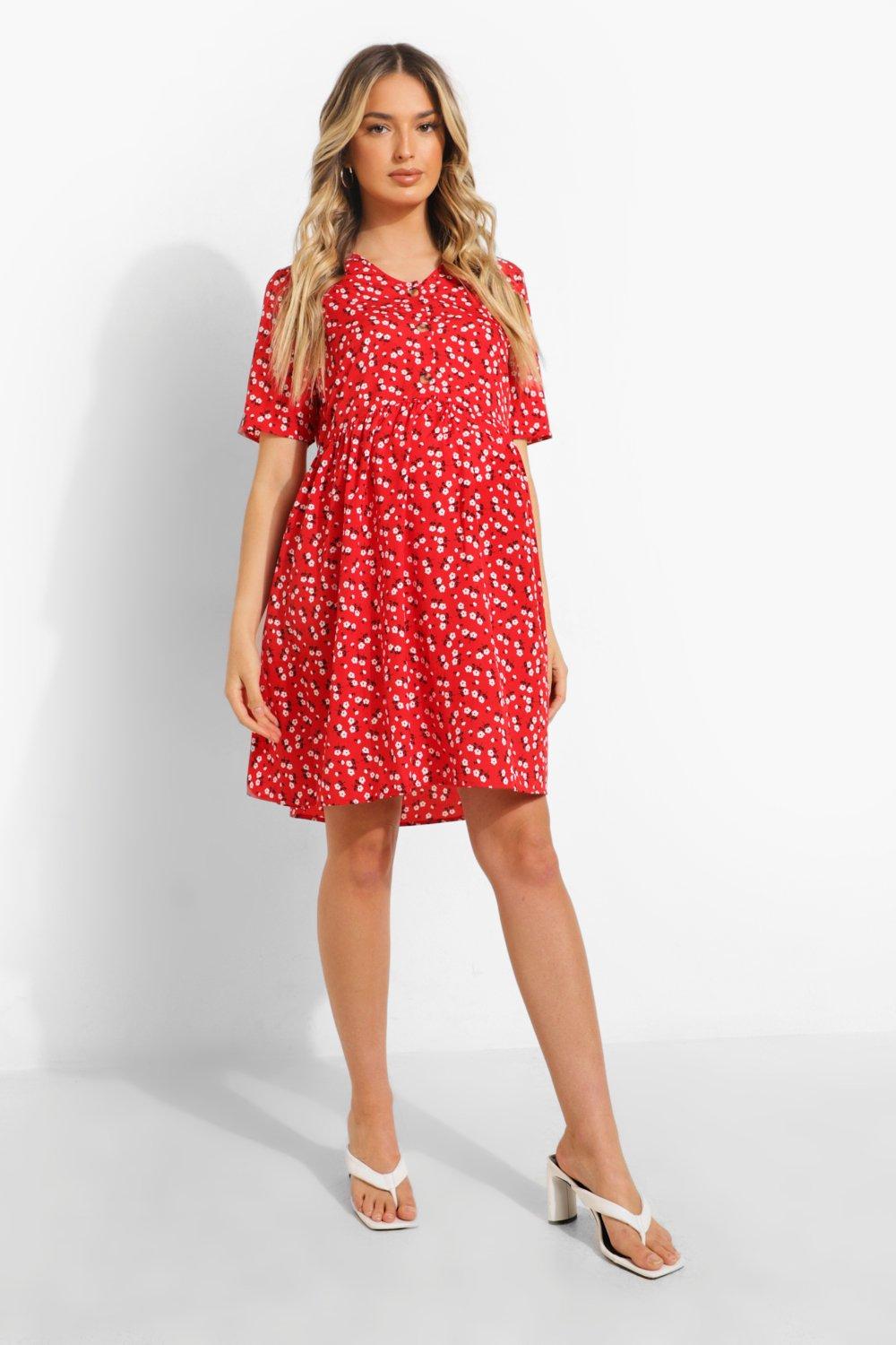 Red smock deals dress