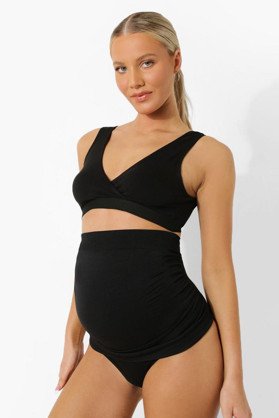 Black Maternity Seamless Supportive Bump Band image number 1