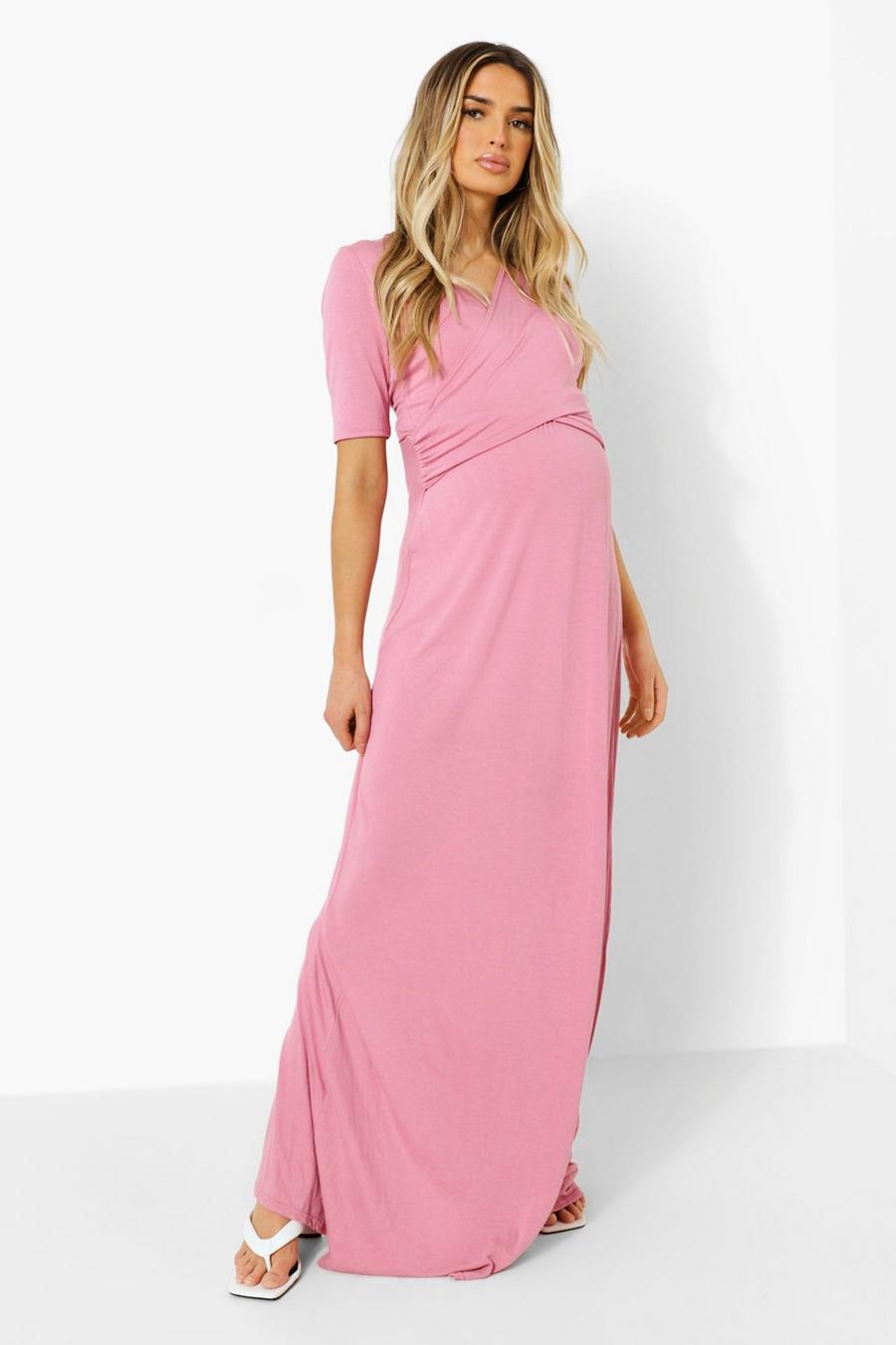 Rose Maternity Wrap Front Maxi Dress image number 1