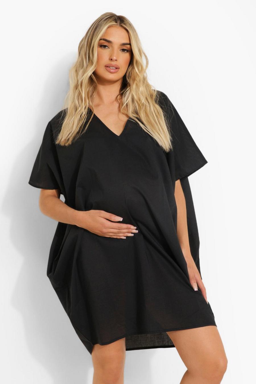 Black Maternity Slouchy Mini Dress image number 1