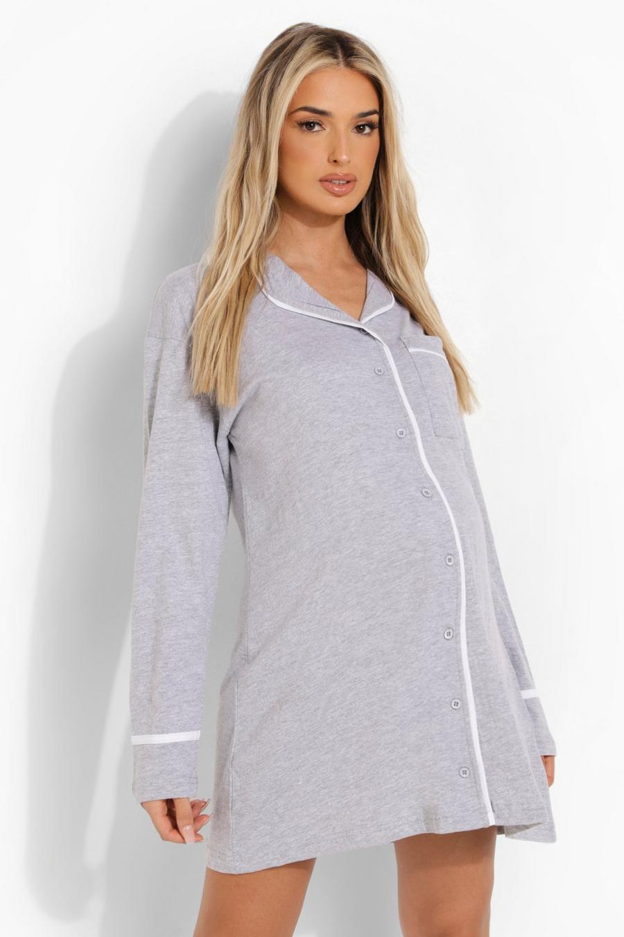 Grey Mammakläder - Nattlinne i jersey med knappar image number 1
