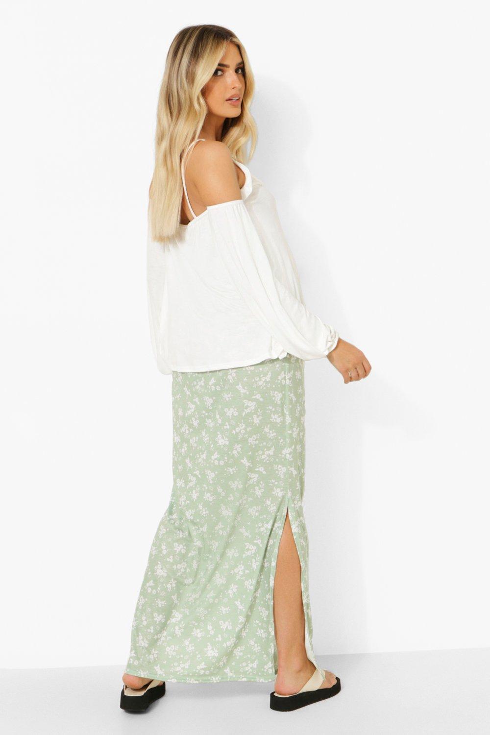 Maternity maxi skirt outlet to the side