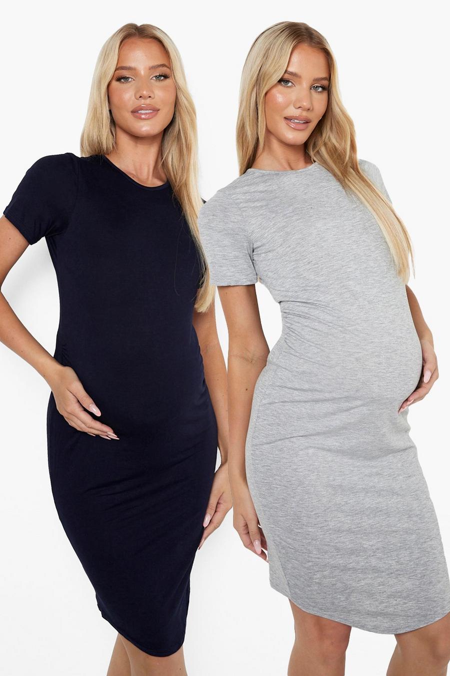 Grey Maternity 2pack Bodycon Dress image number 1