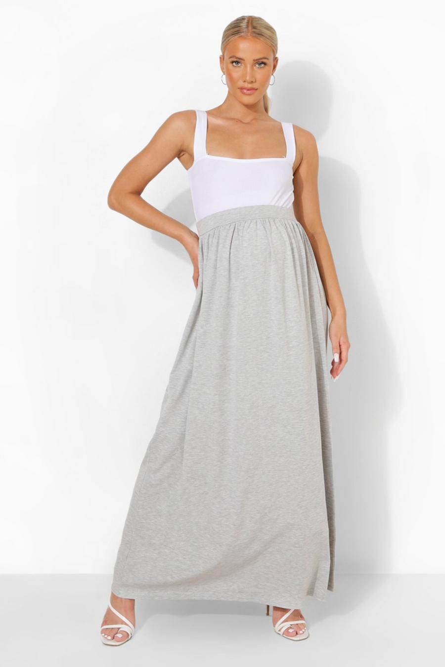 Grey Maternity Floor Sweeping Maxi Skirt image number 1