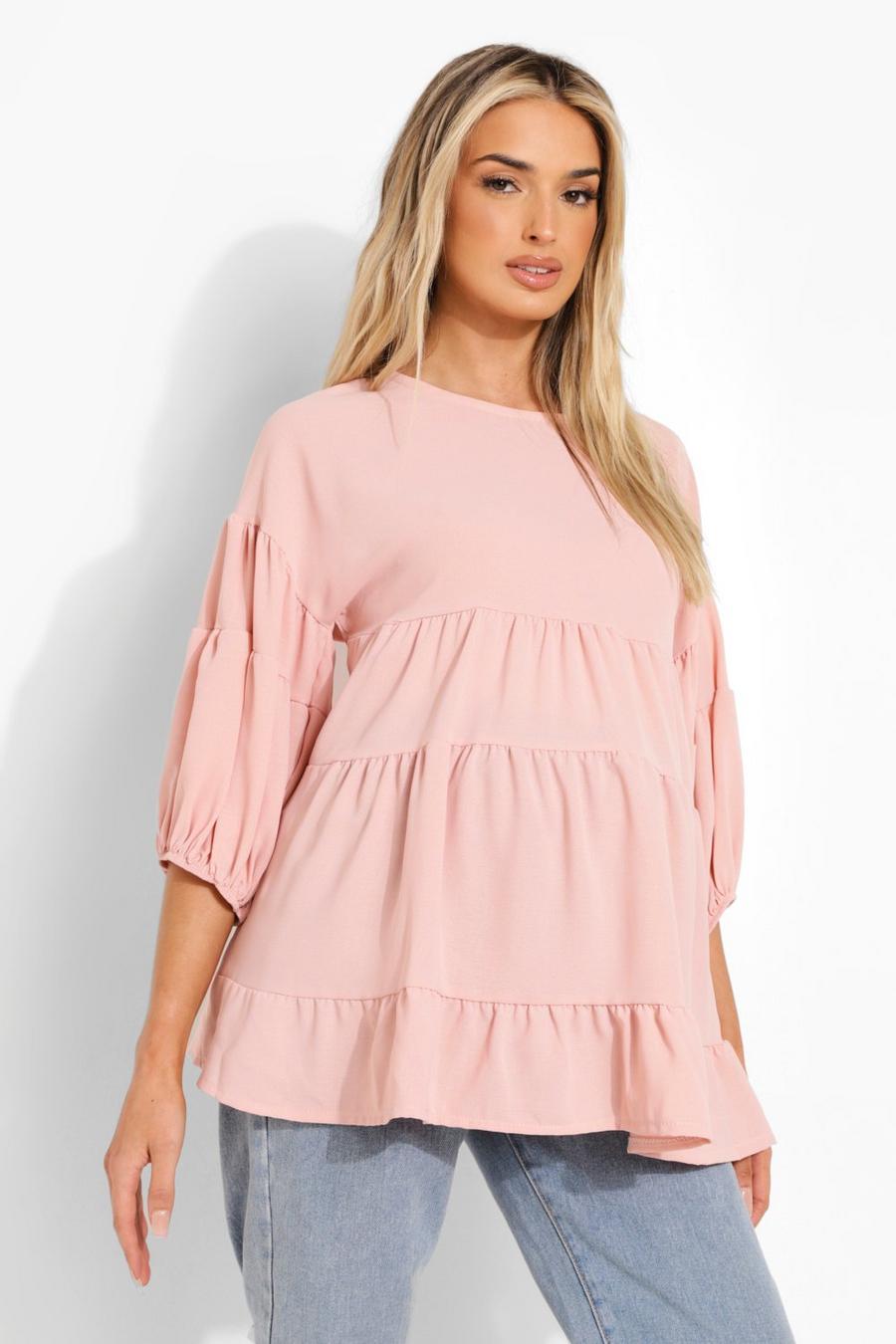 Rose Maternity Linen Tiered Smock Top image number 1