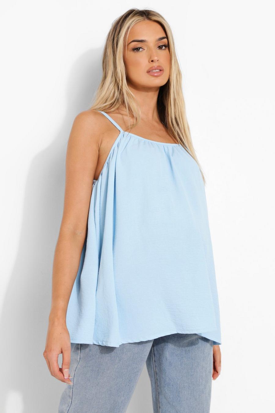 Blue Maternity Woven Linen Swing Camisole image number 1