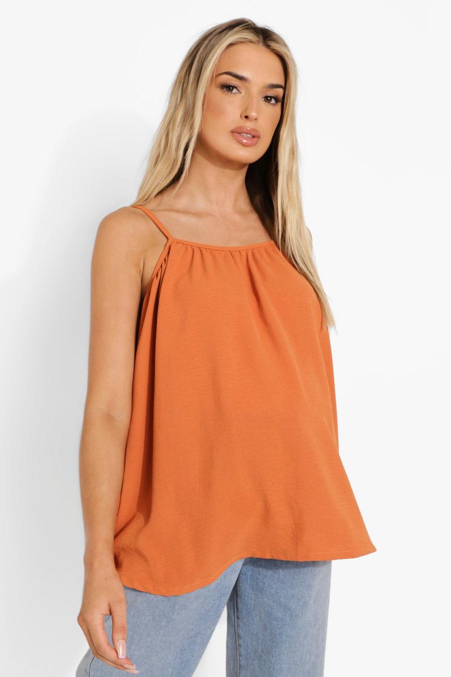 Orange Maternity Woven Linen Swing Cami Top image number 1
