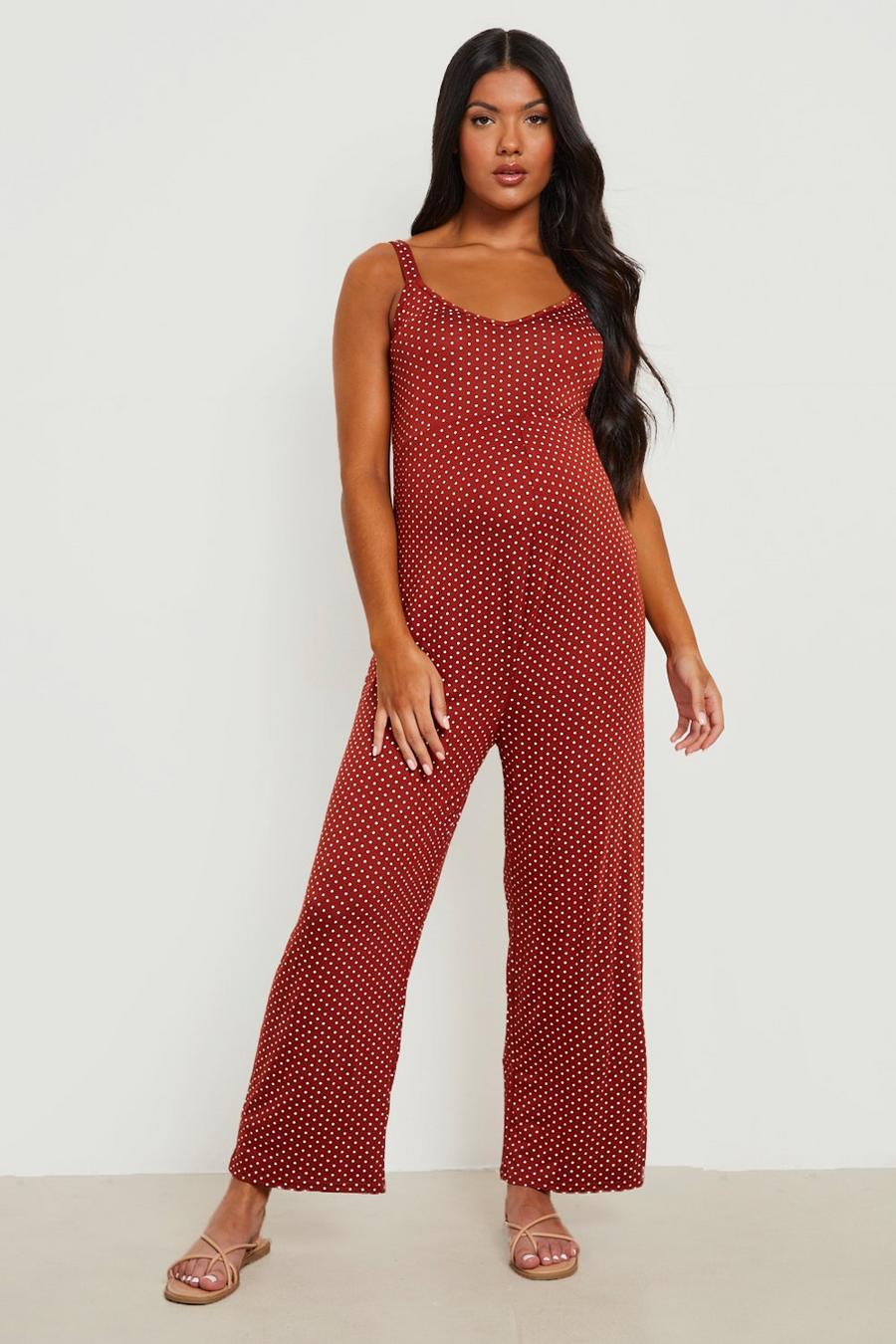 Rust Zwangerschap Culotte Jumpsuit Met Stippen image number 1