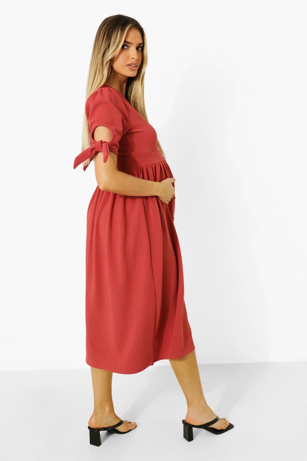 Maternity Button Down Midi Dress boohoo