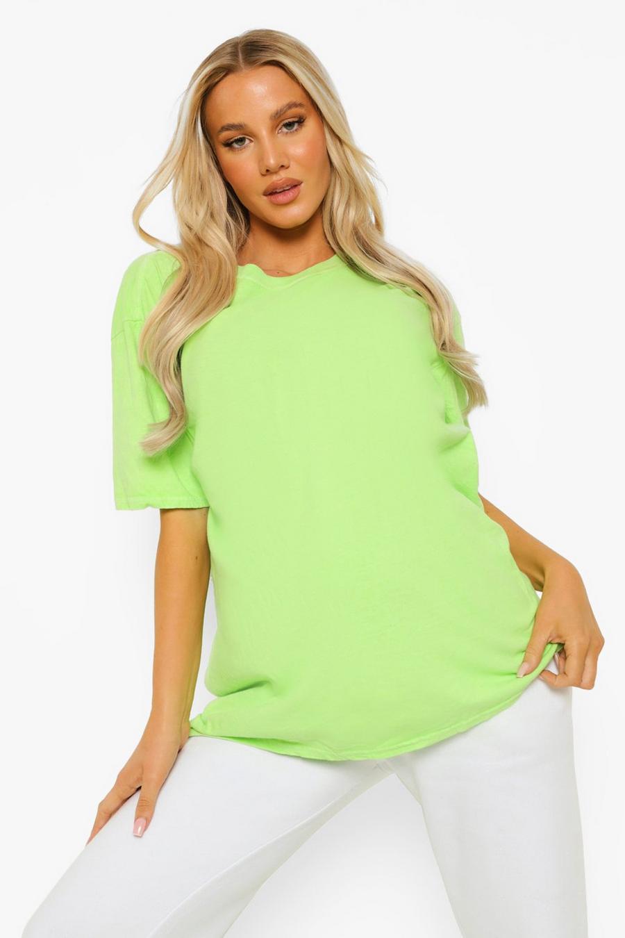 Umstandsmode T-Shirt in Übergröße mit Washed-Effekt, Limettengrün image number 1