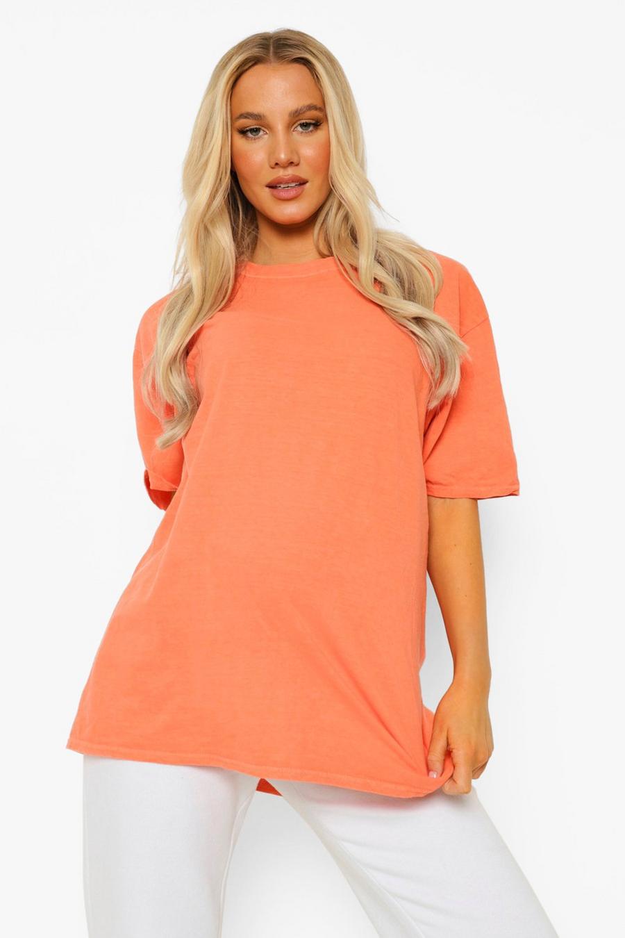 Orange Zwangerschap Oversized Gebleekt T-Shirt image number 1