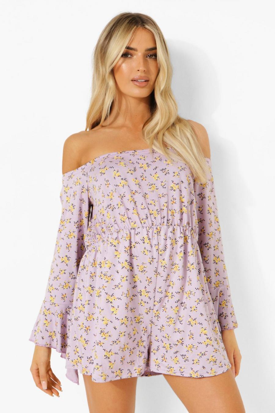 Lilac Maternity Flare Sleeve Swing Playsuit image number 1