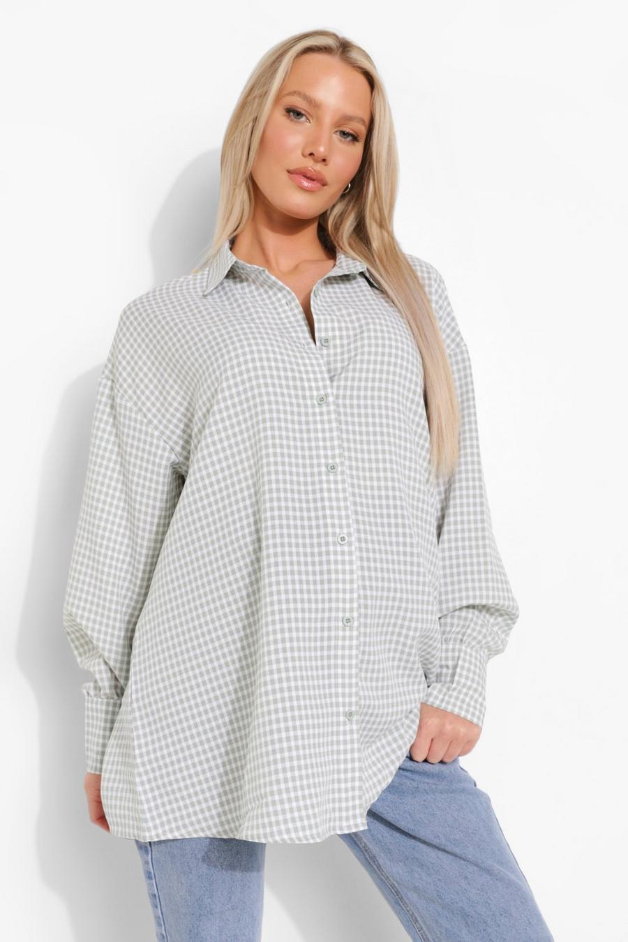 Sage Mammakläder - Oversize rutig skjorta image number 1