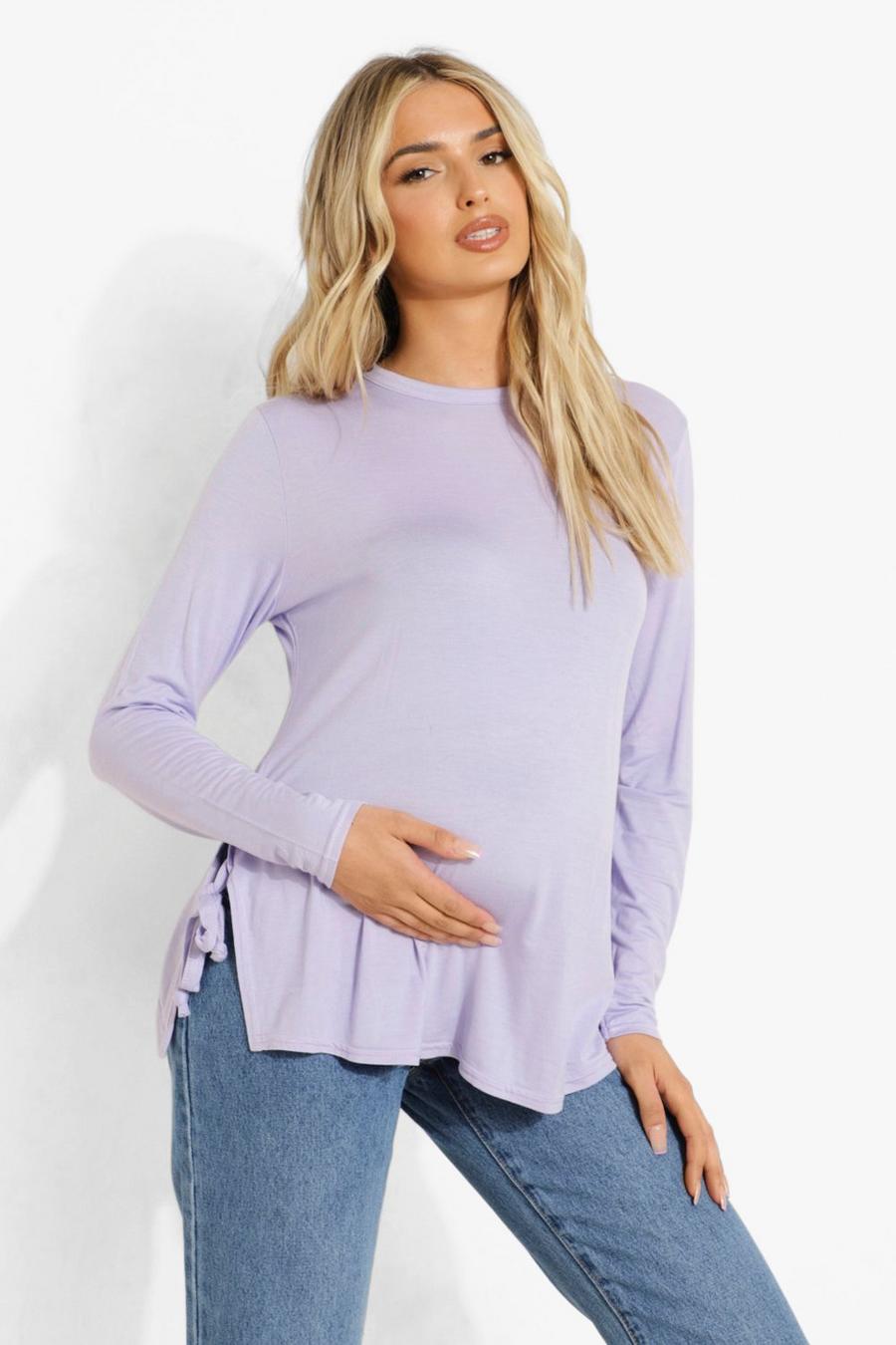 Lilac Maternity Tie Side Split T-shirt image number 1