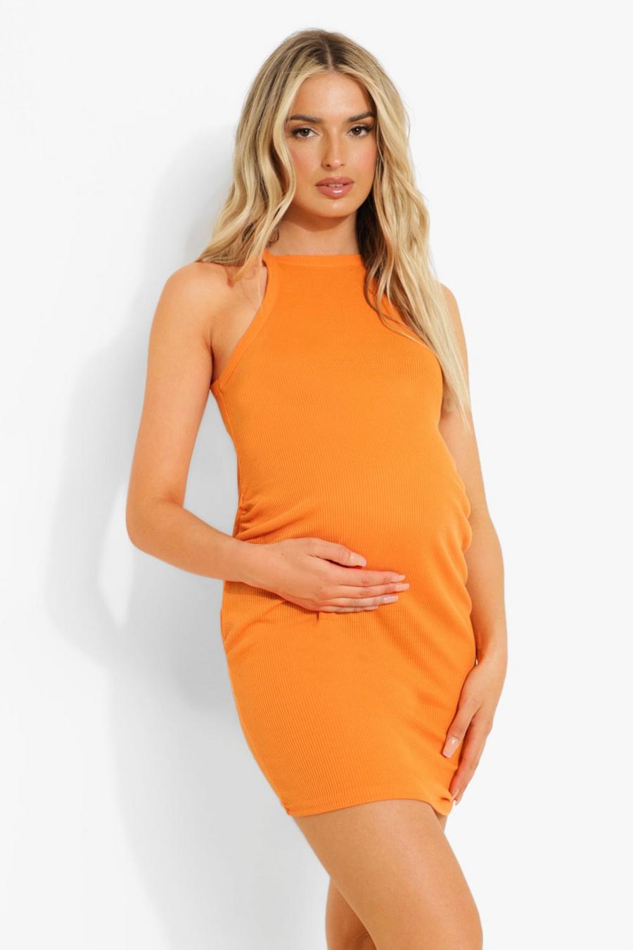 Umstandsmode Racer Mini-Bodycon Kleid, Orange image number 1