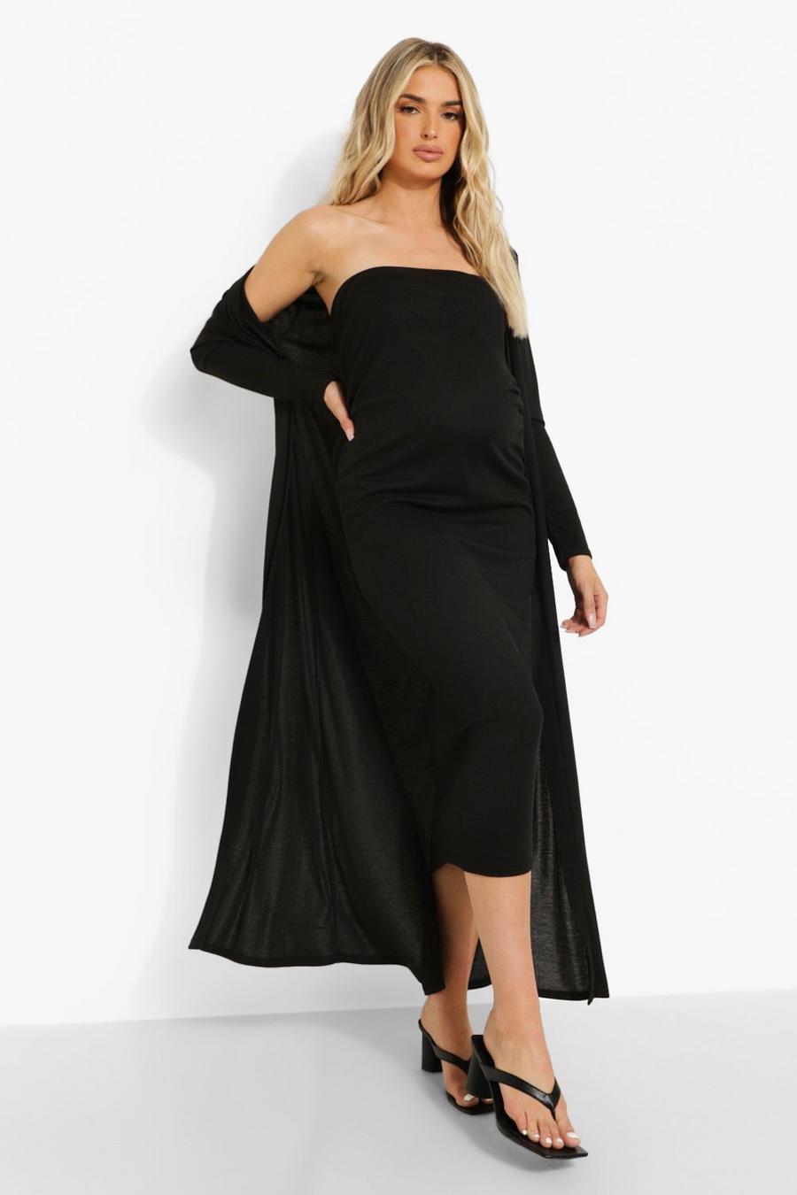 Black Maternity Bandeau Midaxi And Duster image number 1