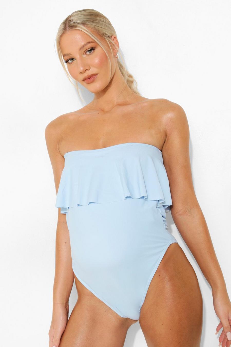 Baby blue Maternity Bandeau Overlay Swimsuit image number 1