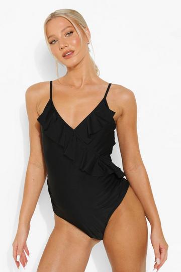 Maternity Frill Detail Strappy Swimsuit black