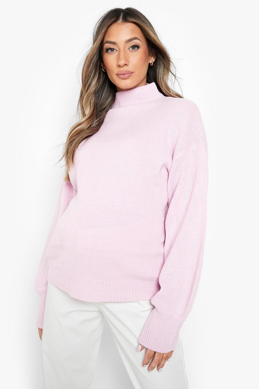 Lilac Maternity High Neck Balloon Sleeve Jumper image number 1