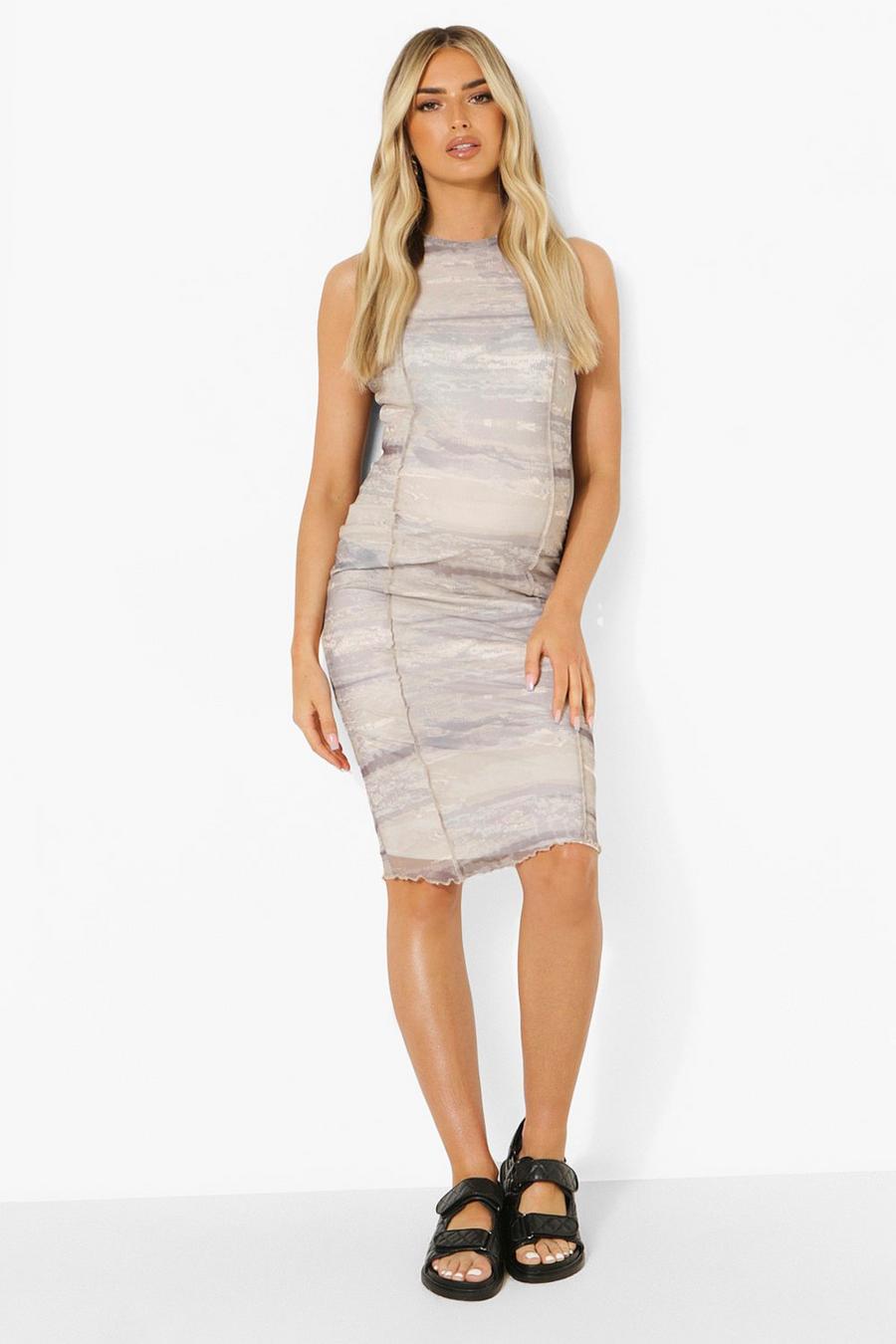 Nude Maternity Landscape Mesh Racer Bodycon image number 1