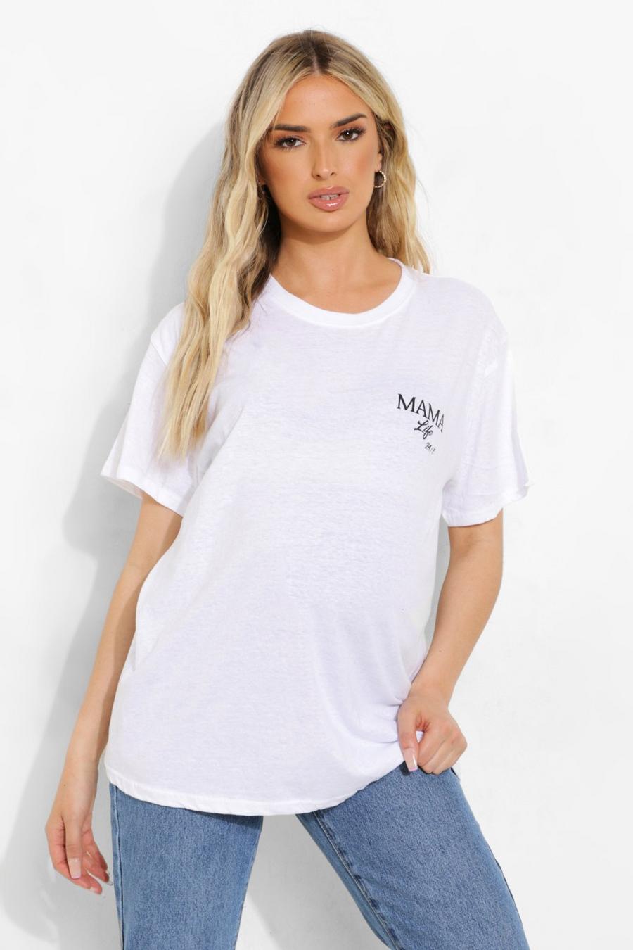 White Maternity Mama Life T-shirt image number 1