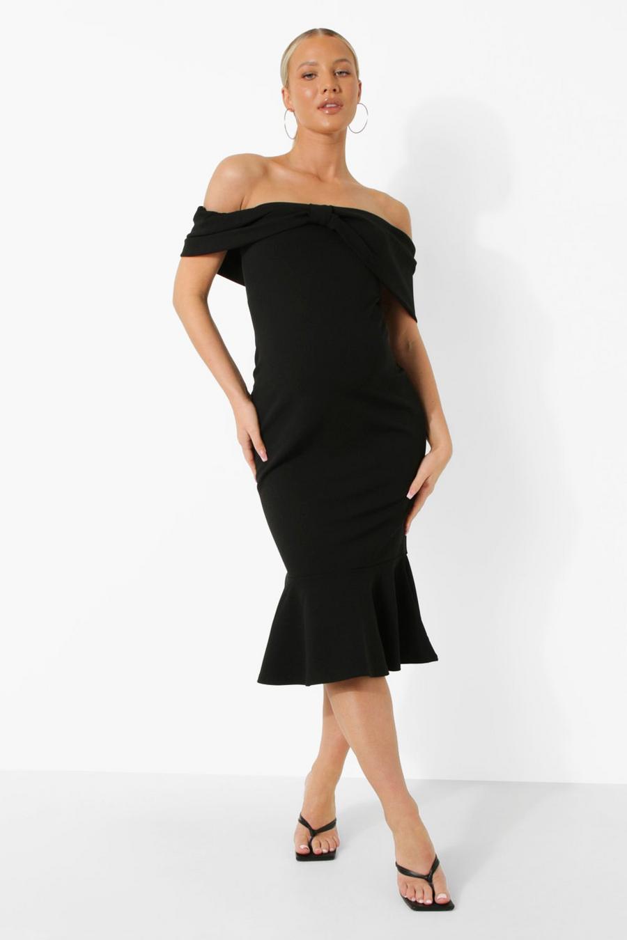 Black Mammakläder - Off shoulder-klänning med rosett image number 1