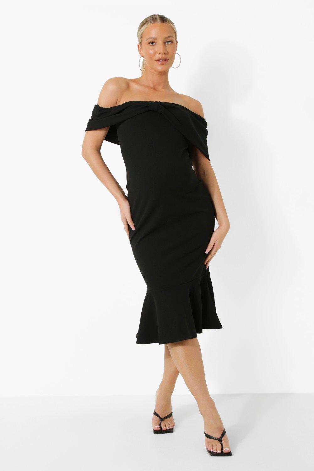 Boohoo maternity black discount dress