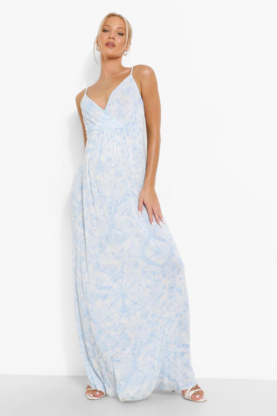 Blue Maternity Tie Dye Maxi Dress image number 1