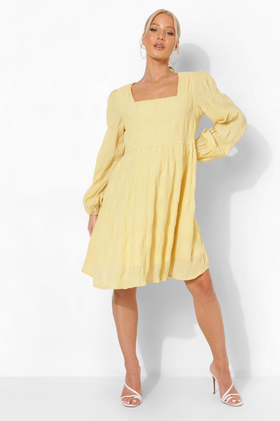צהוב שמלת סמוק מבד מקומט להיריון image number 1