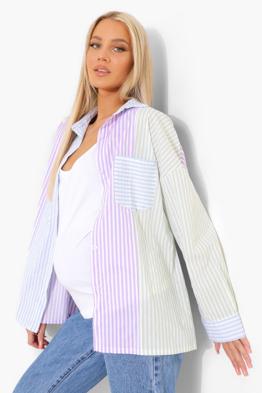 Maternity Cotton Multi Stripe Shirt image number 1