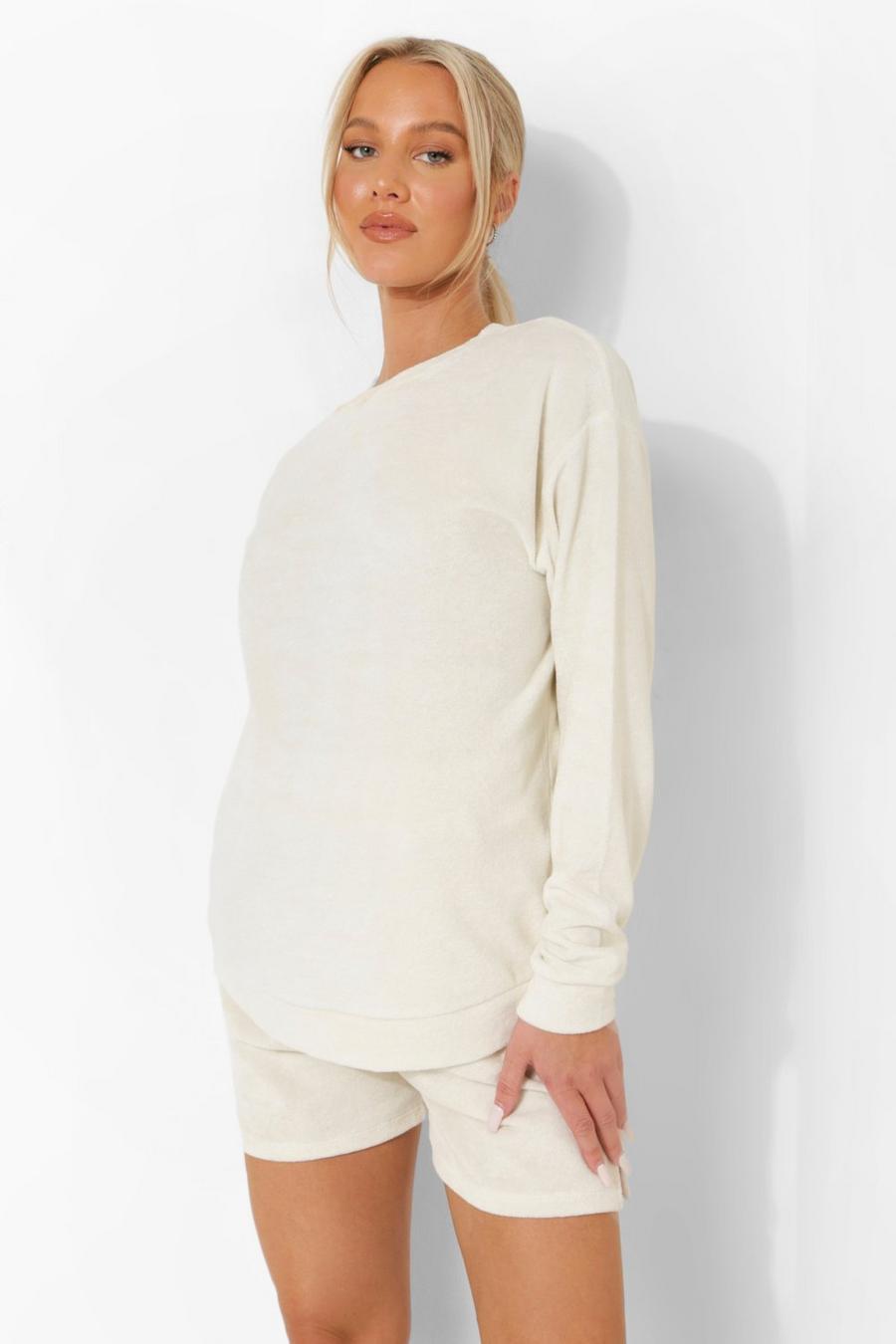 Umstandsmode Frottee Loungewear-Top, Stone image number 1