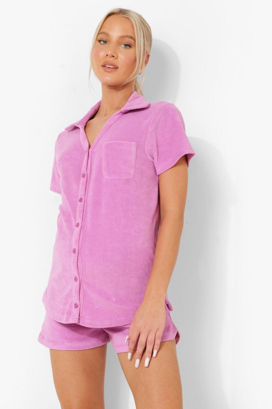Lilac Maternity Toweling Shirt image number 1