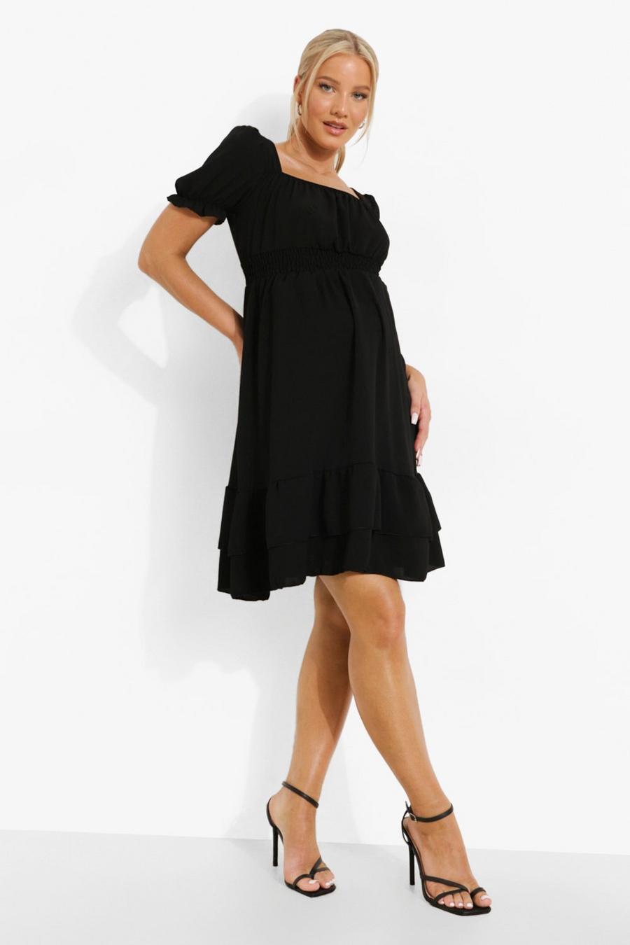 Black Maternity Woven Smock Dress image number 1