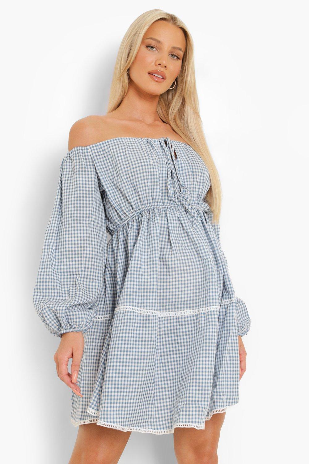 Maternity Gingham Puff Sleeve Smock Dress | boohoo USA