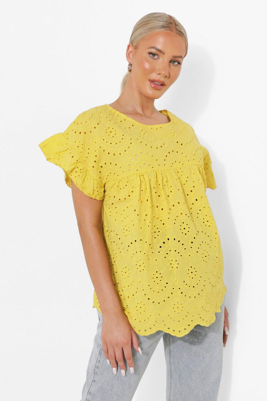 Lime Maternity Broderie Smock Top image number 1