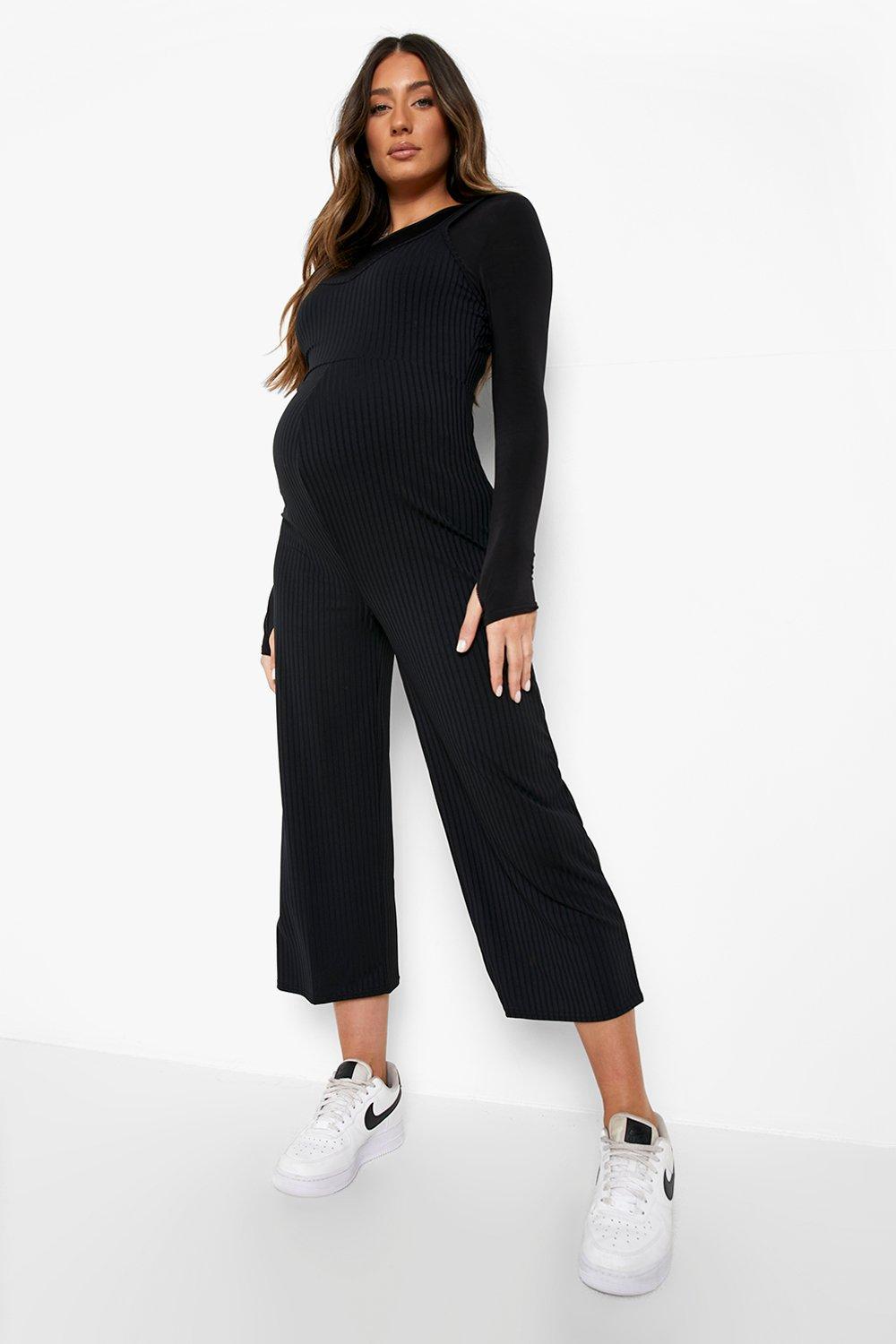 Maternity Soft Rib Belted Jumpsuit