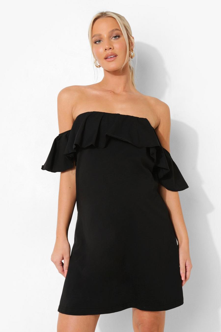 שחור שמלת סווינג ברדו עם סלסול להיריון image number 1
