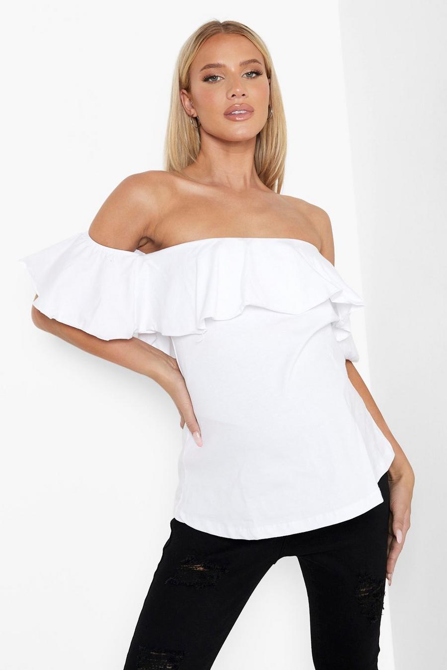 White Maternity Off The Shoulder Swing Top image number 1