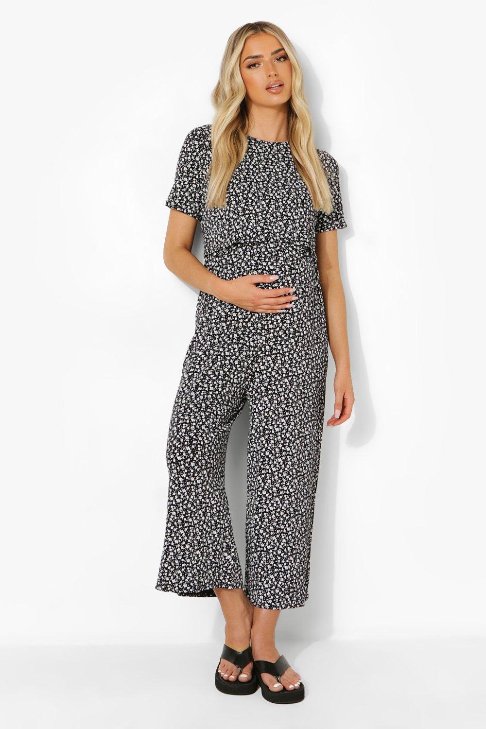 Maternity Ditsy Nursing Culotte Jumpsuit