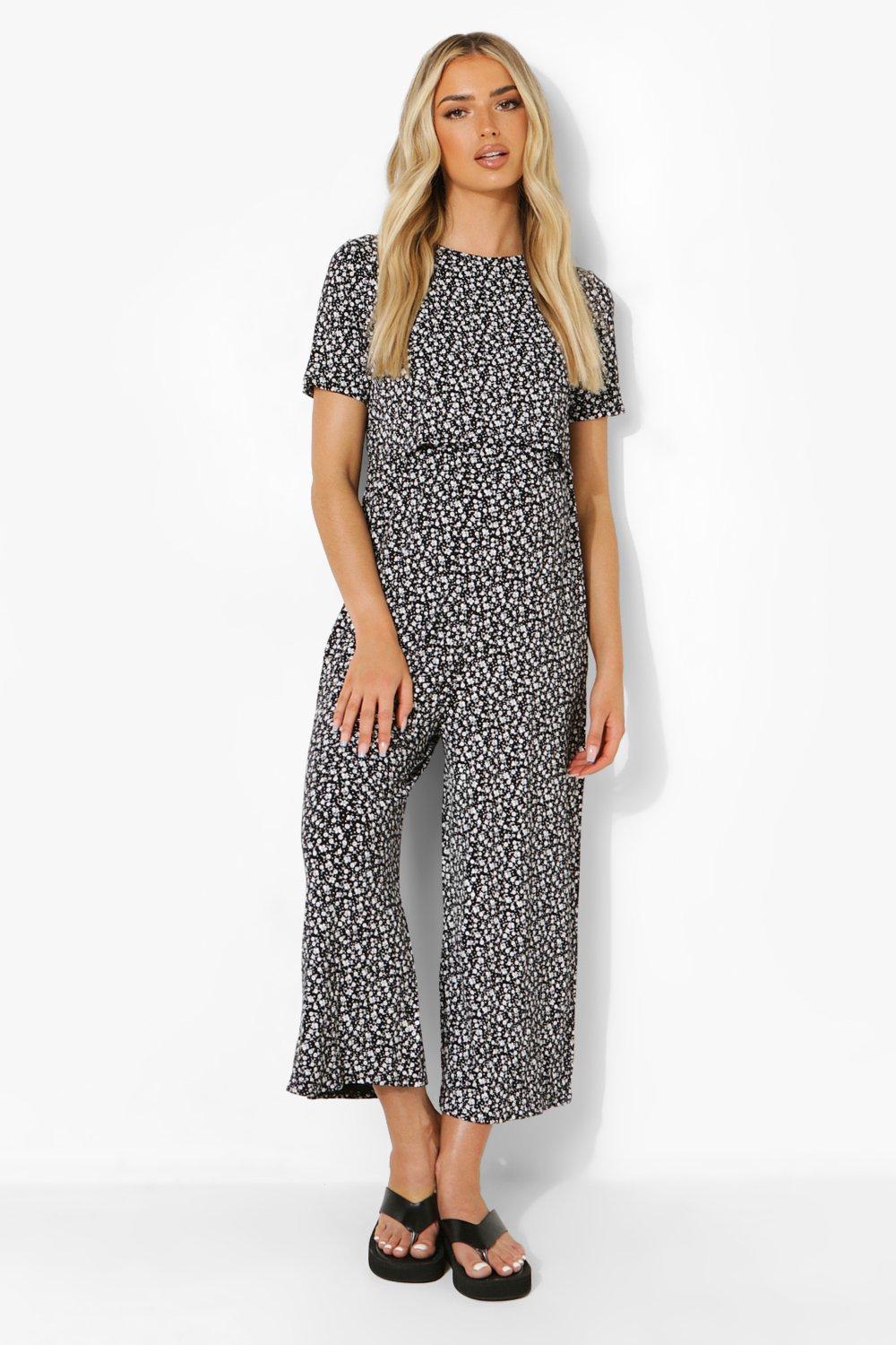 Maternity Ditsy Nursing Culotte Jumpsuit