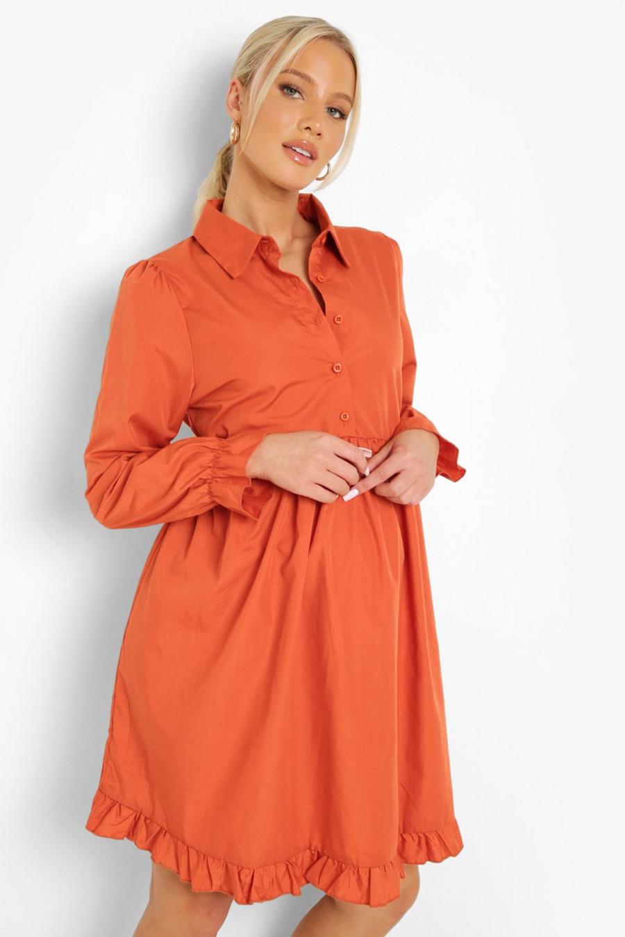 Rust Mammakläder - Skjortklänning med volanger image number 1